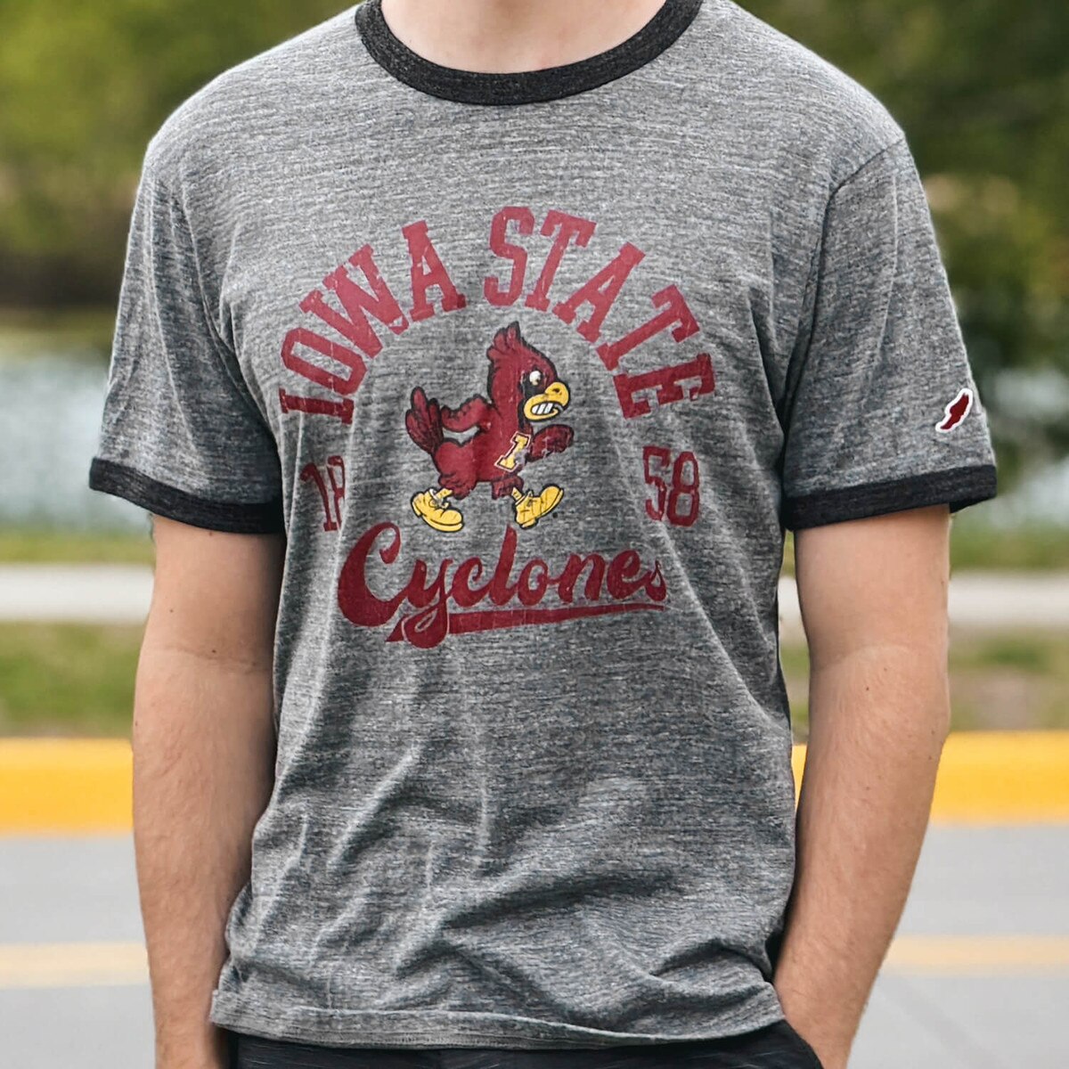 League Walking Cy Dark Gray Short Sleeve Ringer T-Shirt design